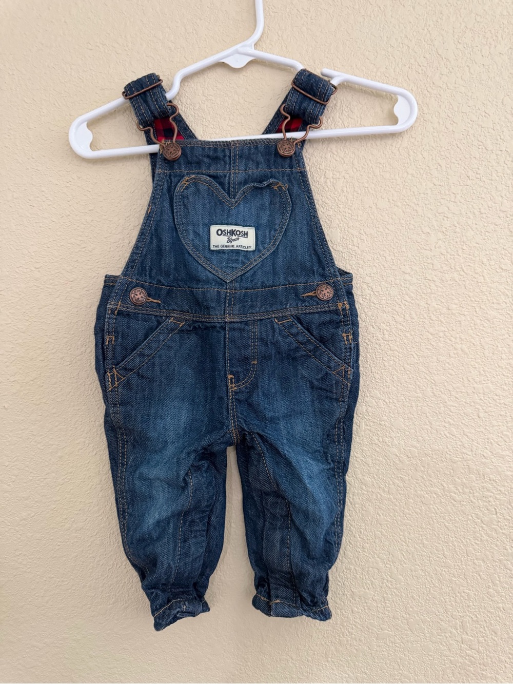 OshKosh B'gosh Dark Blue Denim Overalls with Heart Pocket